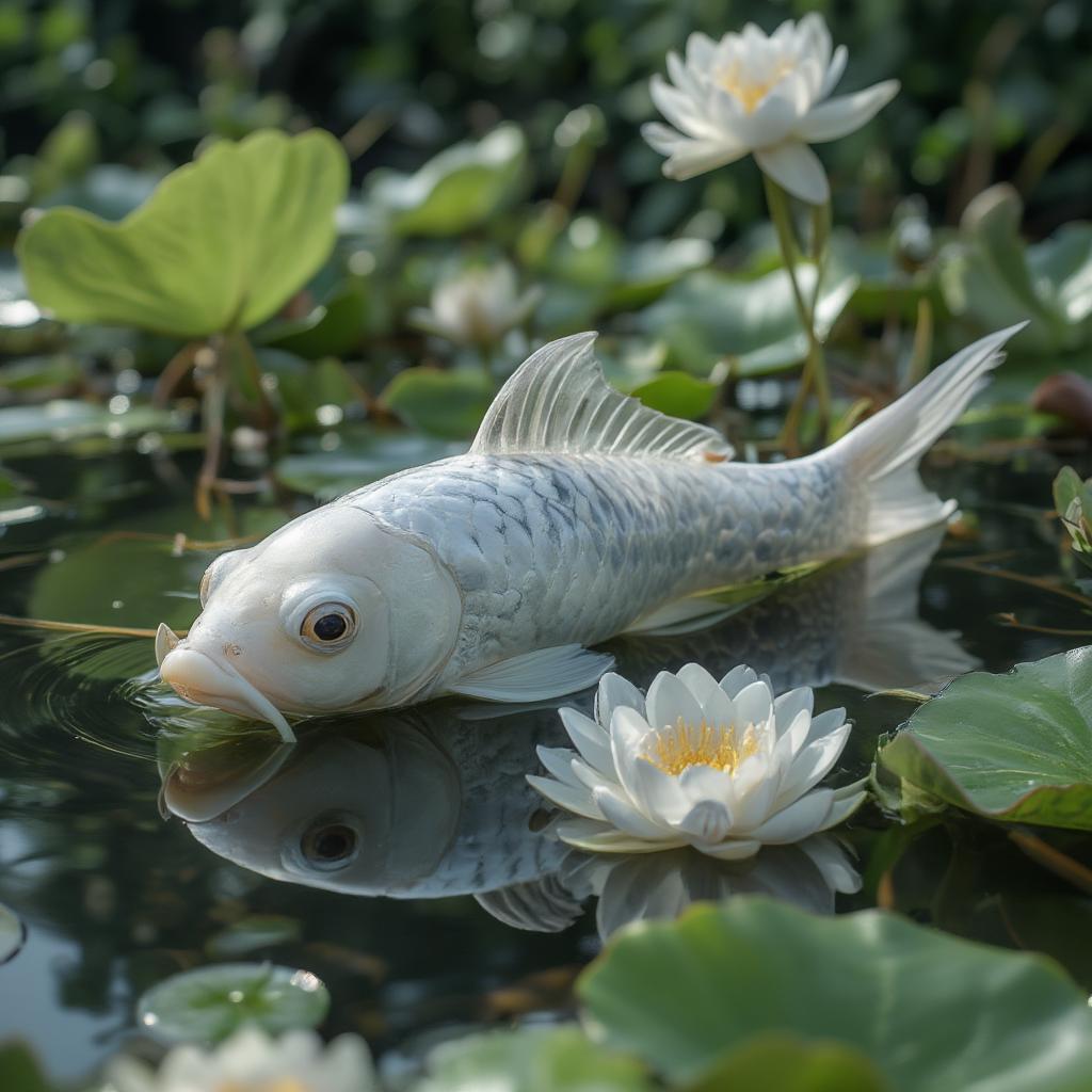 Cá Koi Trắng Trong Hồ Nước